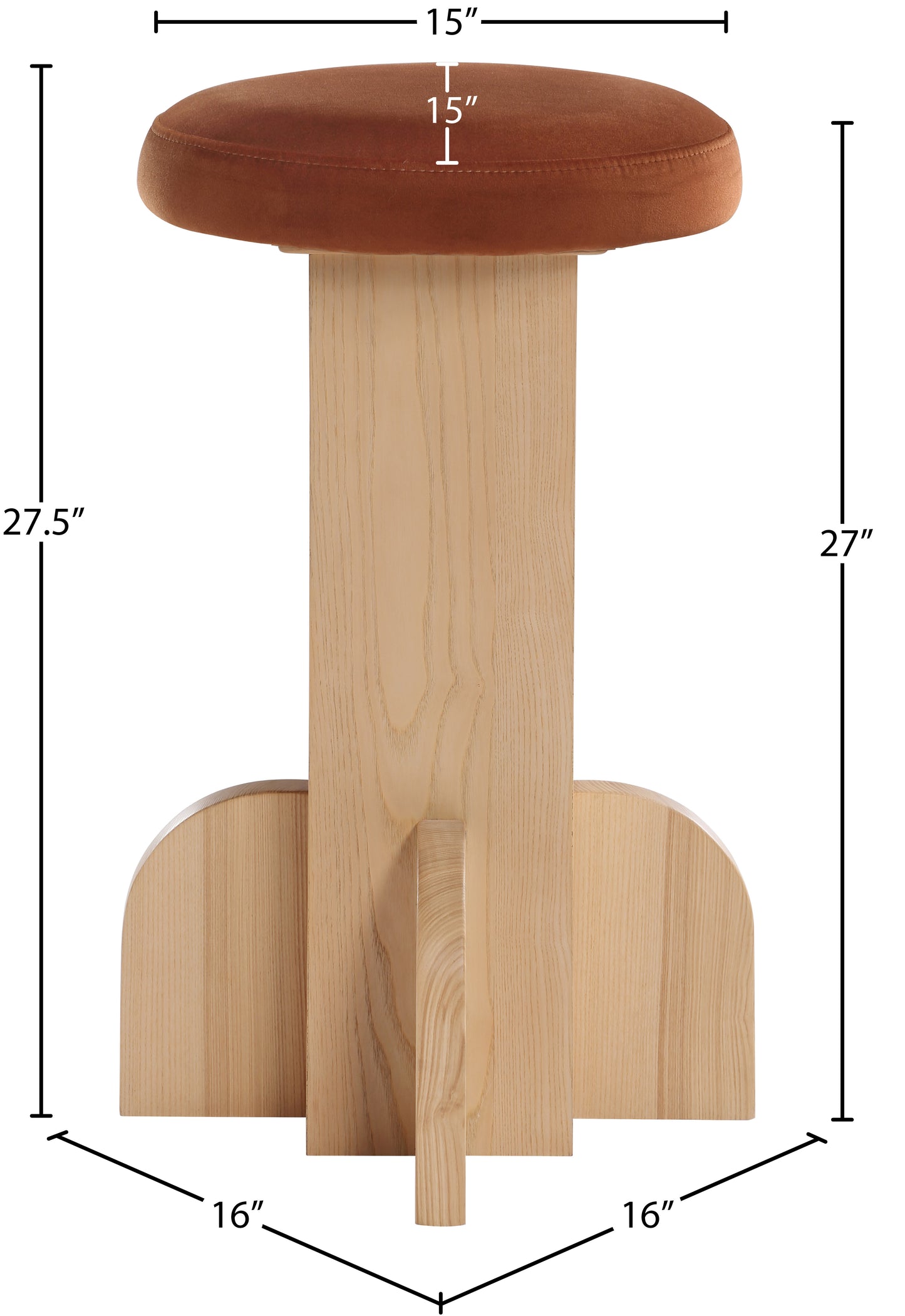 monroe cognac velvet stool c