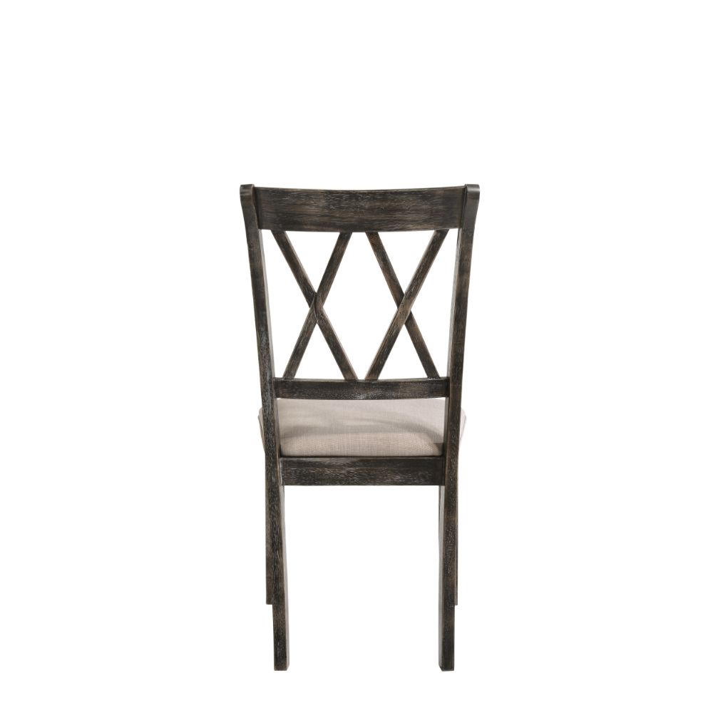 fordon ii side chair (set-2), beige fabric & weathered gray finish