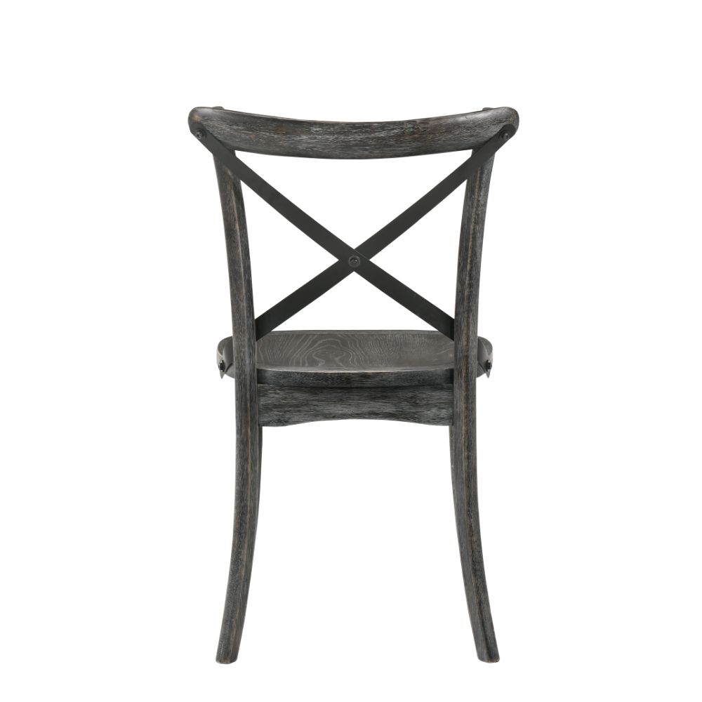 flux side chair (set-2), rustic gray finish