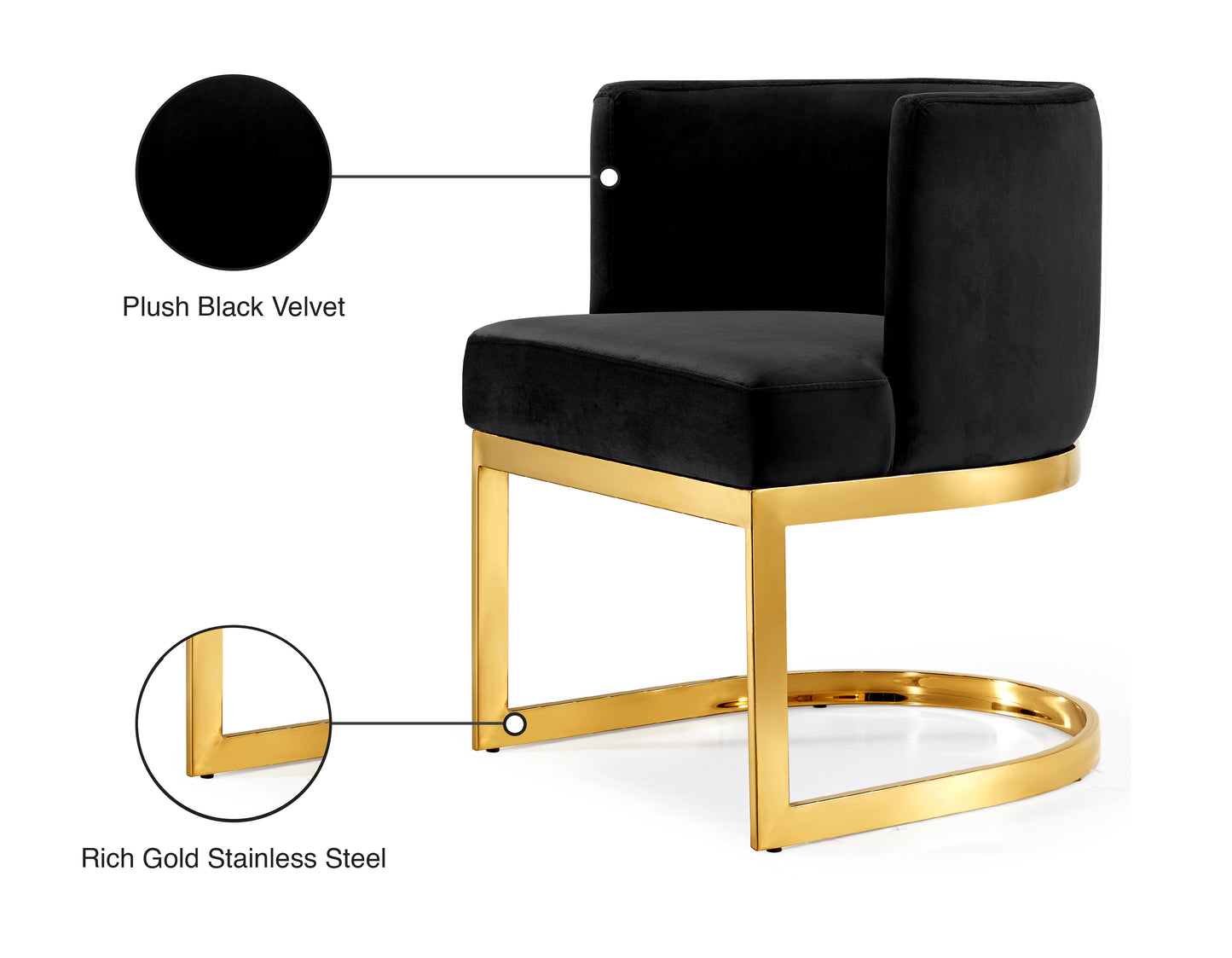 chapman black velvet dining chair c