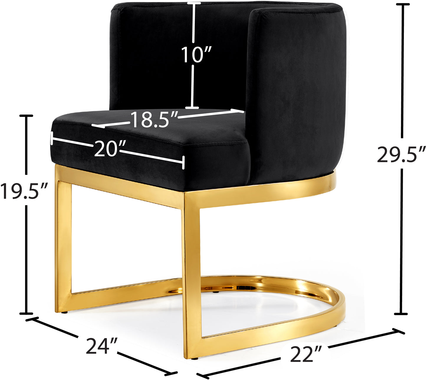 penelope black velvet dining chair