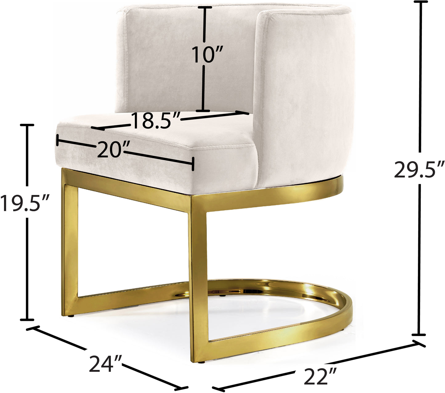 chapman cream velvet dining chair c