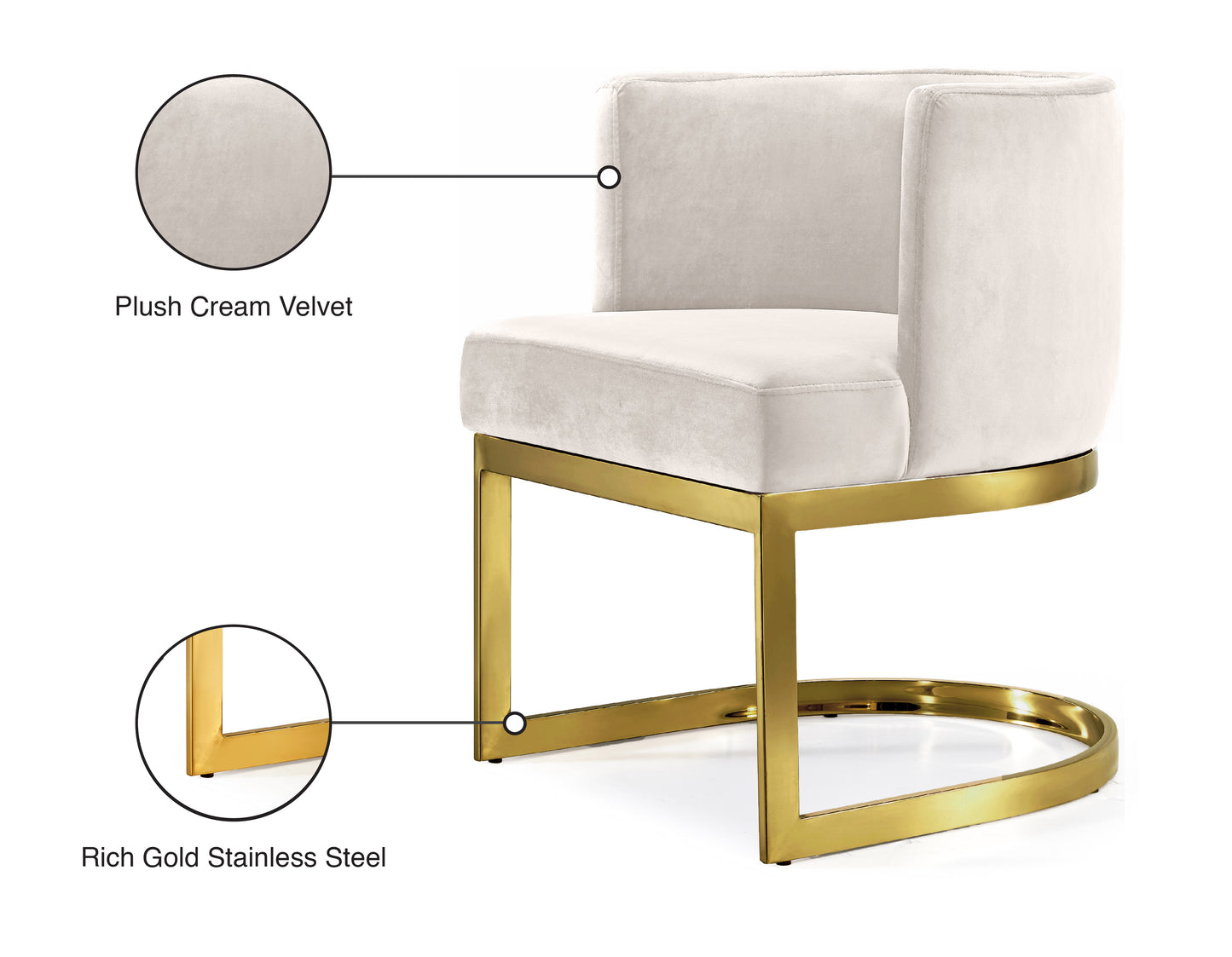 chapman cream velvet dining chair c