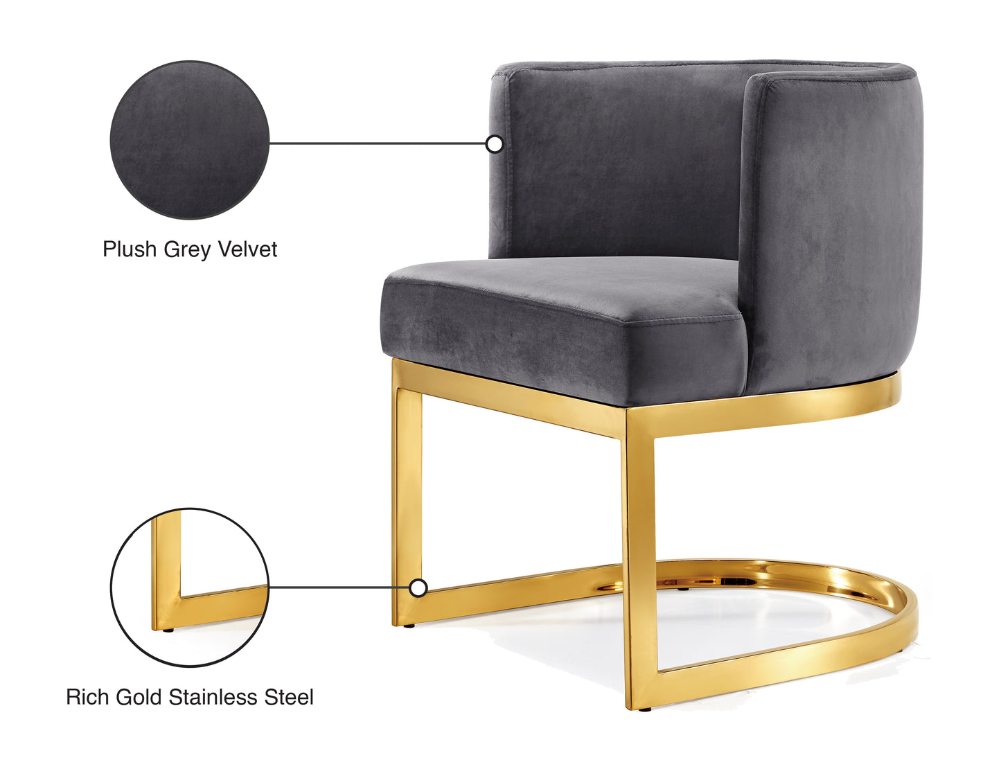 penelope grey velvet dining chair