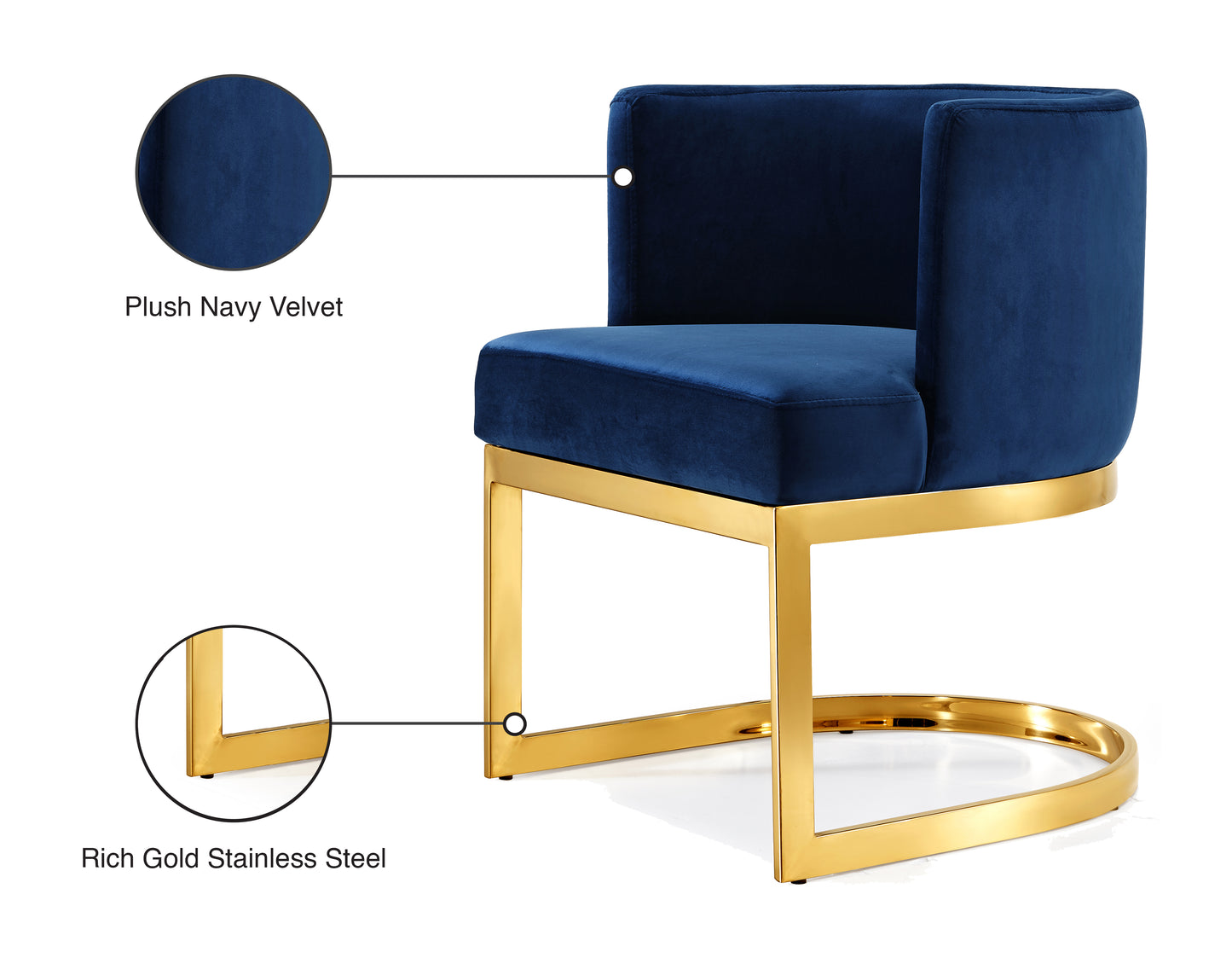 penelope navy velvet dining chair