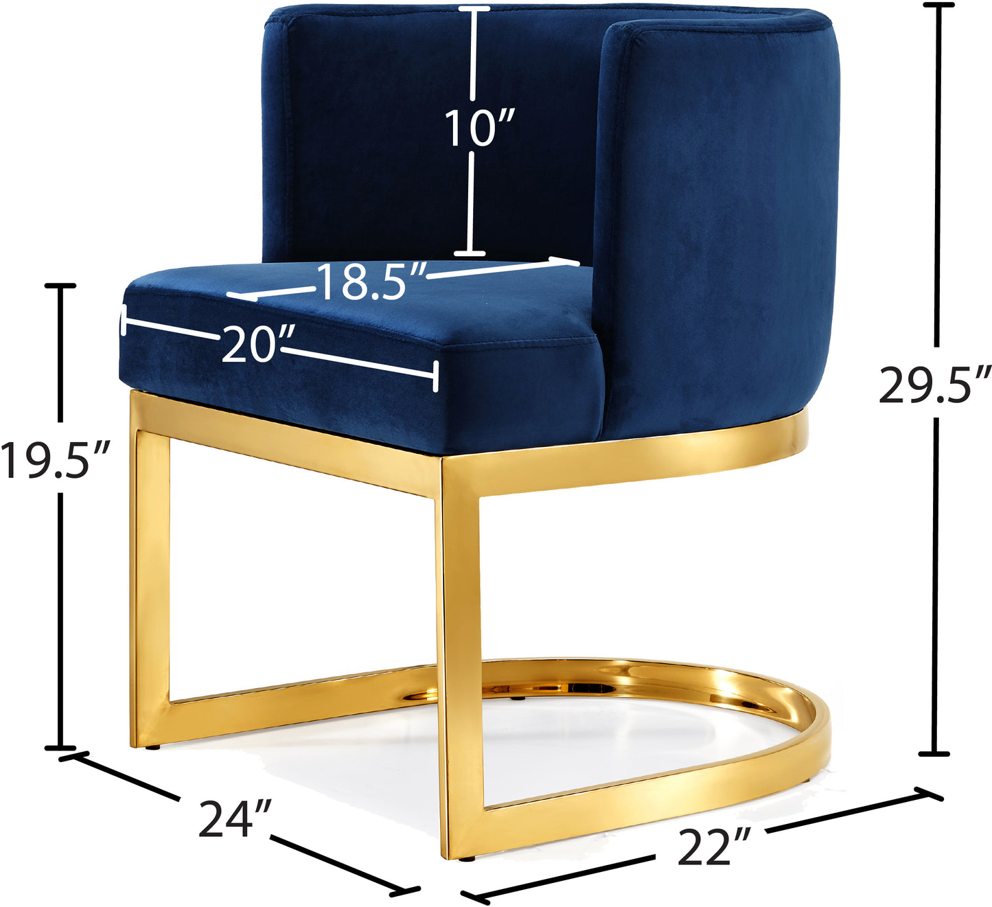 penelope navy velvet dining chair