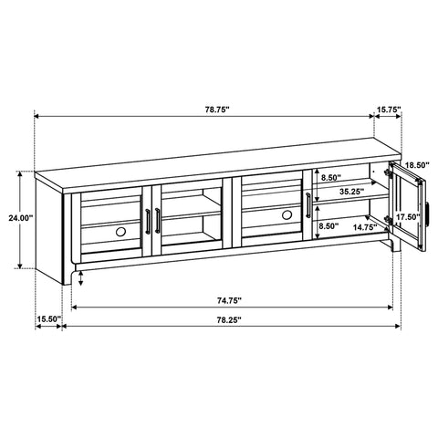 Lucia 79-inch 4-door TV Stand Media Console Washed Oak