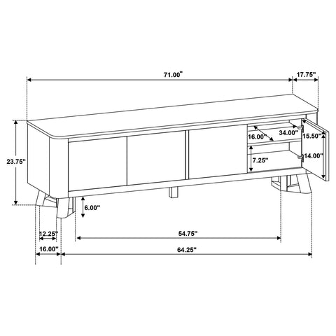 Larue 71-inch 4-Door Wood TV Stand Media Console Brown