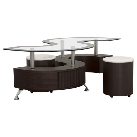 Elise 3-piece Coffee Table and Stools Set CappuccinoCappuccino