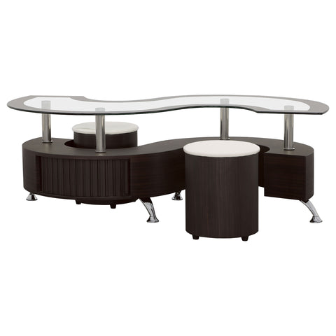 Elise 3-piece Coffee Table and Stools Set CappuccinoCappuccino