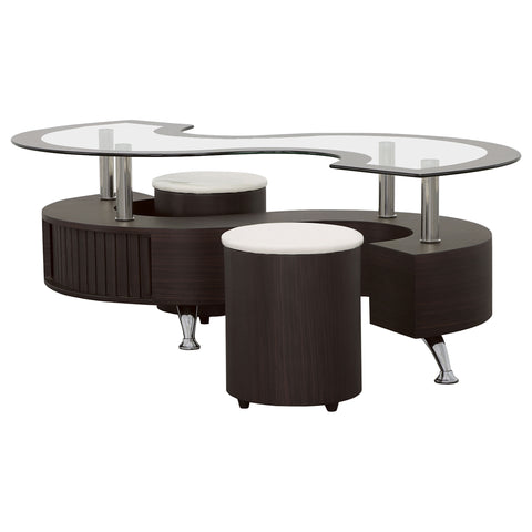 Elise 3-piece Coffee Table and Stools Set CappuccinoCappuccino