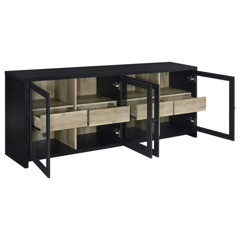 Giselle 79-inch 4-door TV Stand Media Console Black