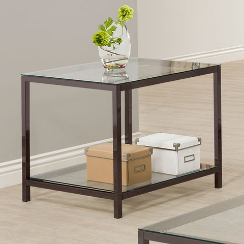 Kimberly 1-shelf Glass Top Side End Table Black NickelBlack Nickel