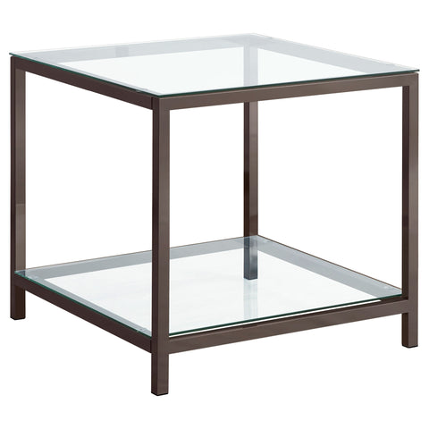 Kimberly 1-shelf Glass Top Side End Table Black NickelBlack Nickel