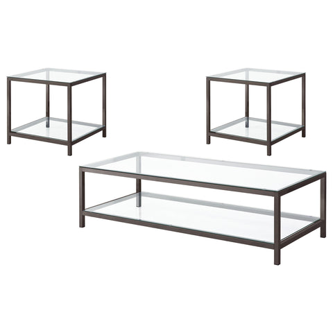 Cavelle 3-piece Coffee and End Table Set Black Nickel