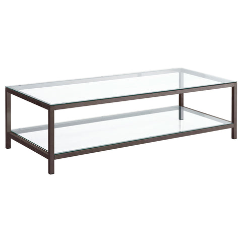Kimberly 1-shelf Glass Top Coffee Table Black NickelBlack Nickel