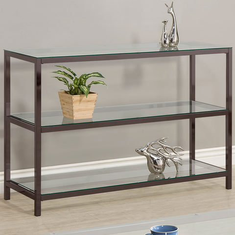 Kimberly 2-shelf Glass Top Entryway Console Table Black NickelBlack Nickel