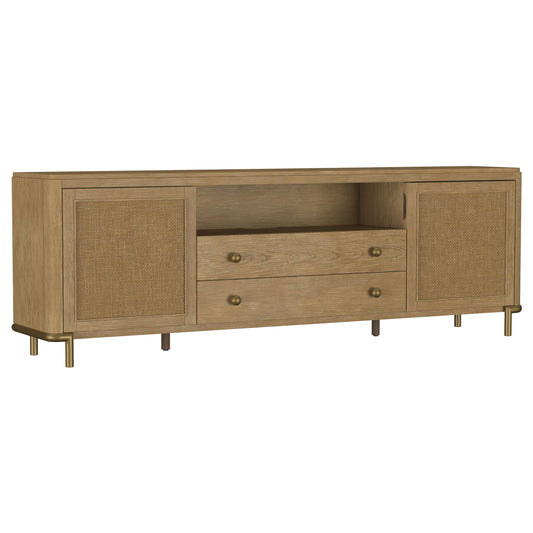 Linnea Rattan Cane 2-door TV Stand Media Console Sand Wash