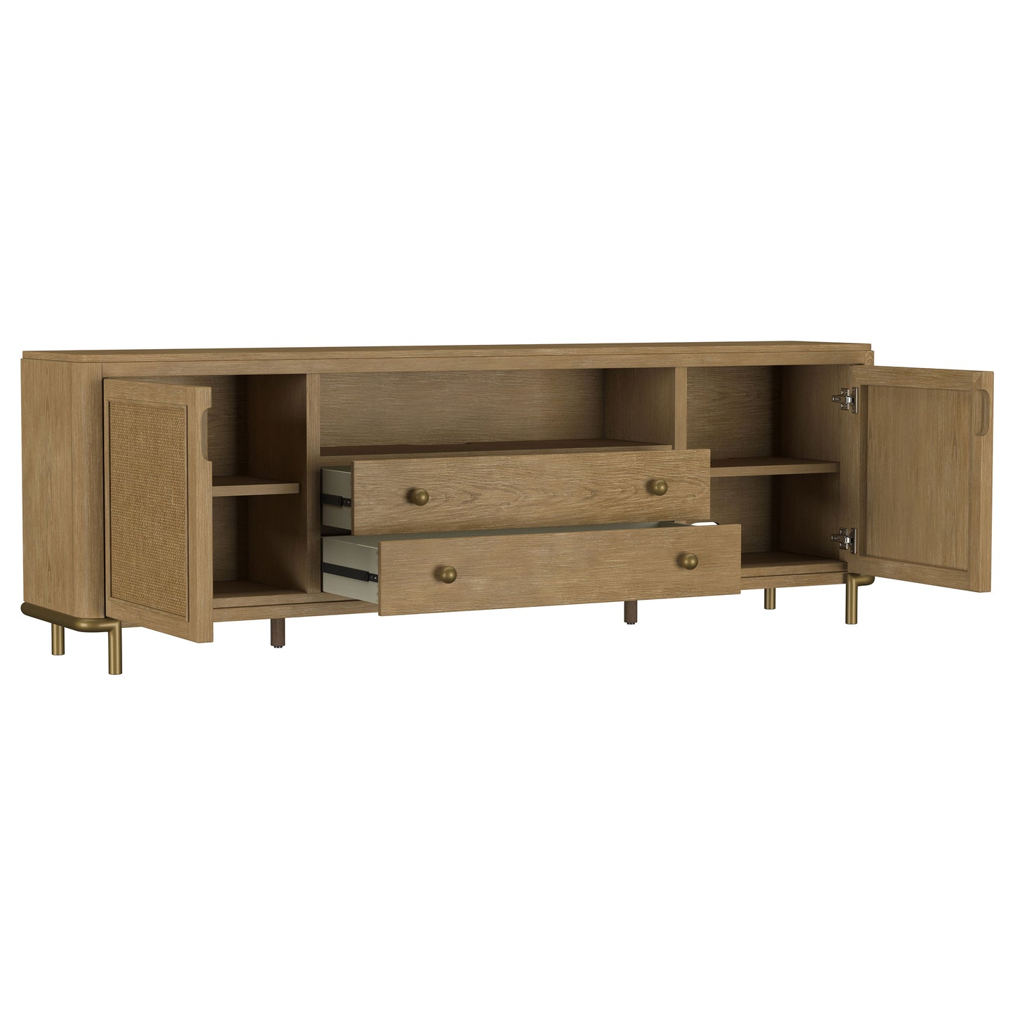 linnea rattan cane 2-door tv stand media console sand wash
