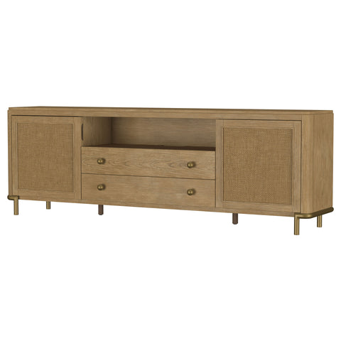 Linnea Rattan Cane 2-door TV Stand Media Console Sand Wash