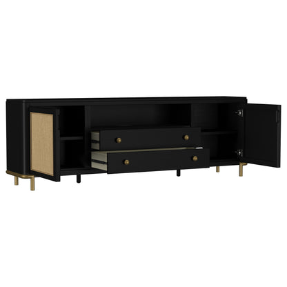 Linnea Rattan Cane 2-door TV Stand Media Console Black