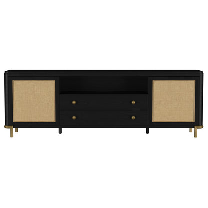 Linnea Rattan Cane 2-door TV Stand Media Console Black