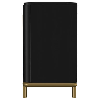 Linnea Rattan Cane 2-door TV Stand Media Console Black