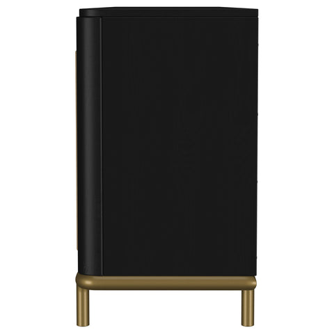 Linnea Rattan Cane 2-door TV Stand Media Console Black
