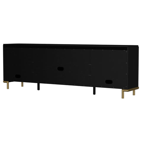 Linnea Rattan Cane 2-door TV Stand Media Console Black
