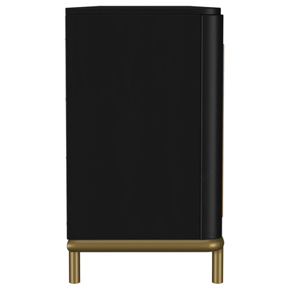 Linnea Rattan Cane 2-door TV Stand Media Console Black