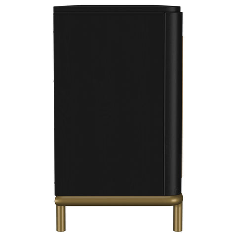 Linnea Rattan Cane 2-door TV Stand Media Console Black