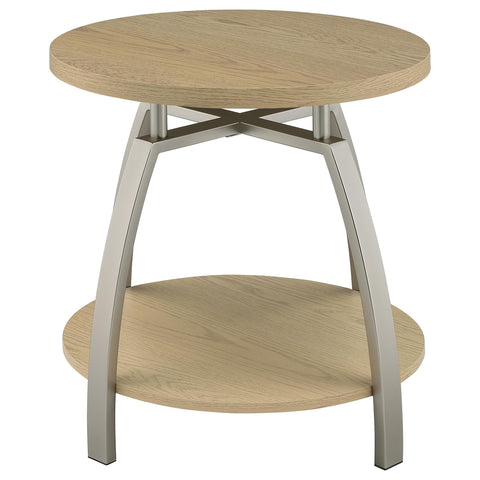 Cappola Round Engineered Wood Top Side End Table Greige