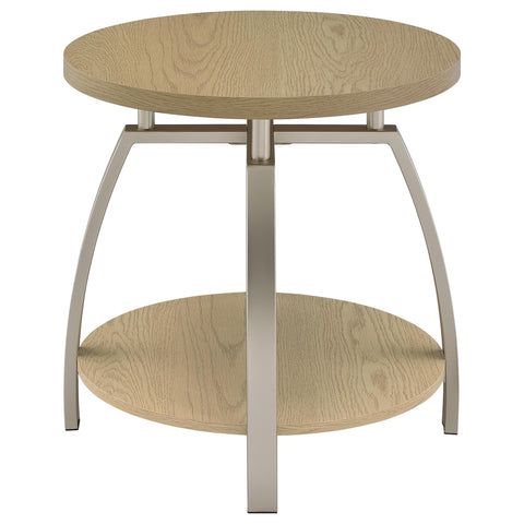 Cappola Round Engineered Wood Top Side End Table Greige