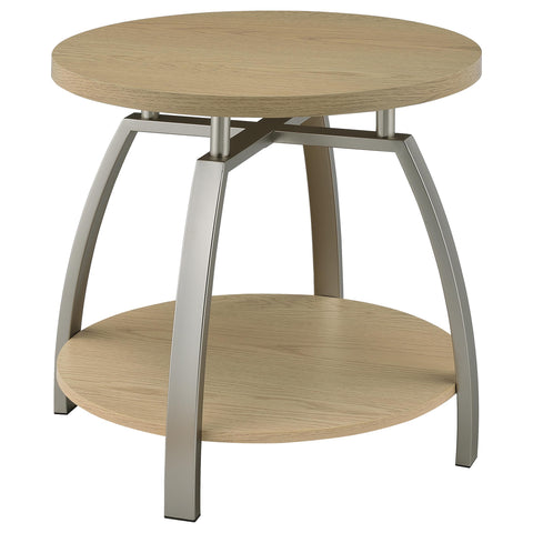 Cappola Round Engineered Wood Top Side End Table Greige