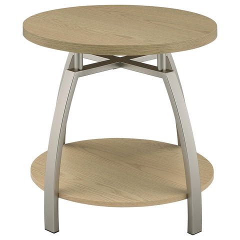 Cappola Round Engineered Wood Top Side End Table Greige