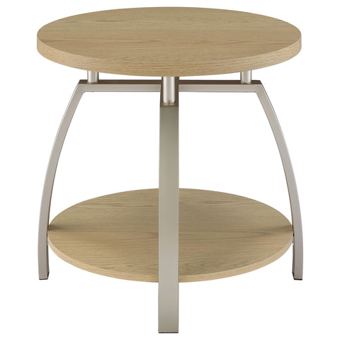 Cappola Round Engineered Wood Top Side End Table Greige