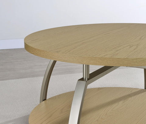 Cappola Round Engineered Wood Top Side End Table Greige