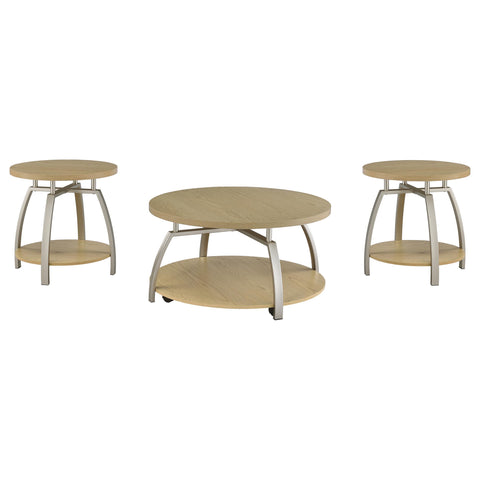 Cappola 3-piece Round Coffee and End Table Set Greige
