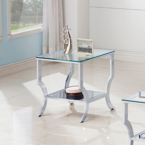 Imogen Square Glass Top Side End Table ChromeChrome