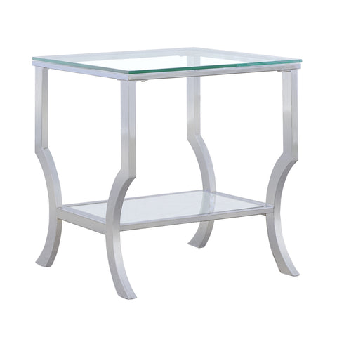 Imogen Square Glass Top Side End Table ChromeChrome