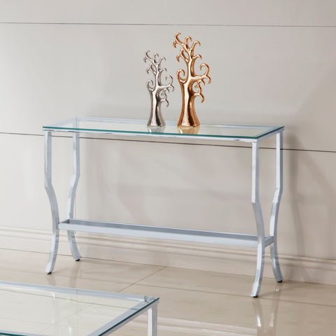 Imogen Rectangular Glass Top Entryway Console Table ChromeChrome
