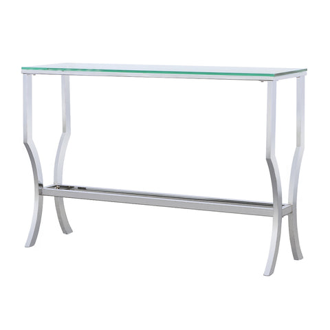 Imogen Rectangular Glass Top Entryway Console Table ChromeChrome