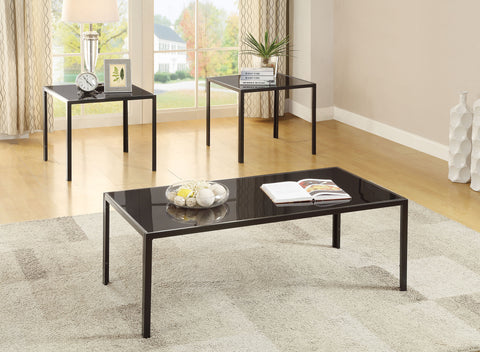 Nocus Rectangular Glass Top Coffee Table Set BlackBlack