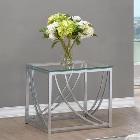 Gretchen Square Glass Top Side End Table ChromeChrome