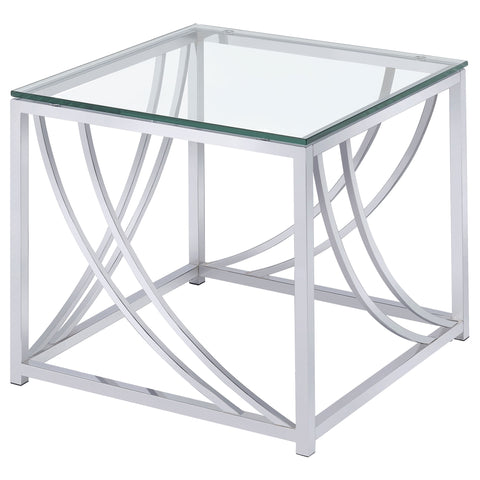 Gretchen Square Glass Top Side End Table ChromeChrome