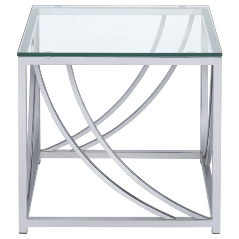 Gretchen Square Glass Top Side End Table ChromeChrome