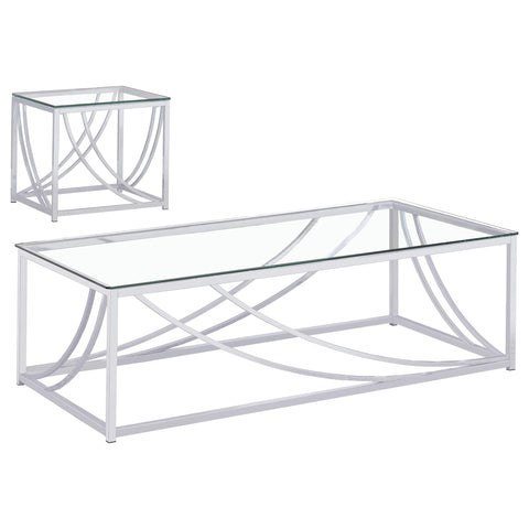 Leanne 2-piece Glass Top Coffee And End Table Set Chrome