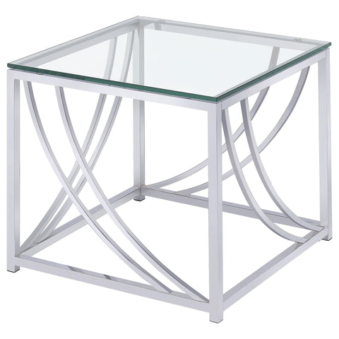 Leanne 2-piece Glass Top Coffee And End Table Set Chrome