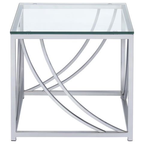 Leanne 2-piece Glass Top Coffee And End Table Set Chrome