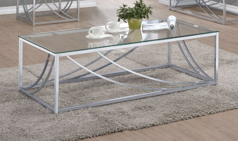 Gretchen Rectangular Glass Top Coffee Table ChromeChrome